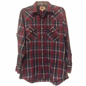 Ely Cattleman Western Red Plaid Button Down Shirt